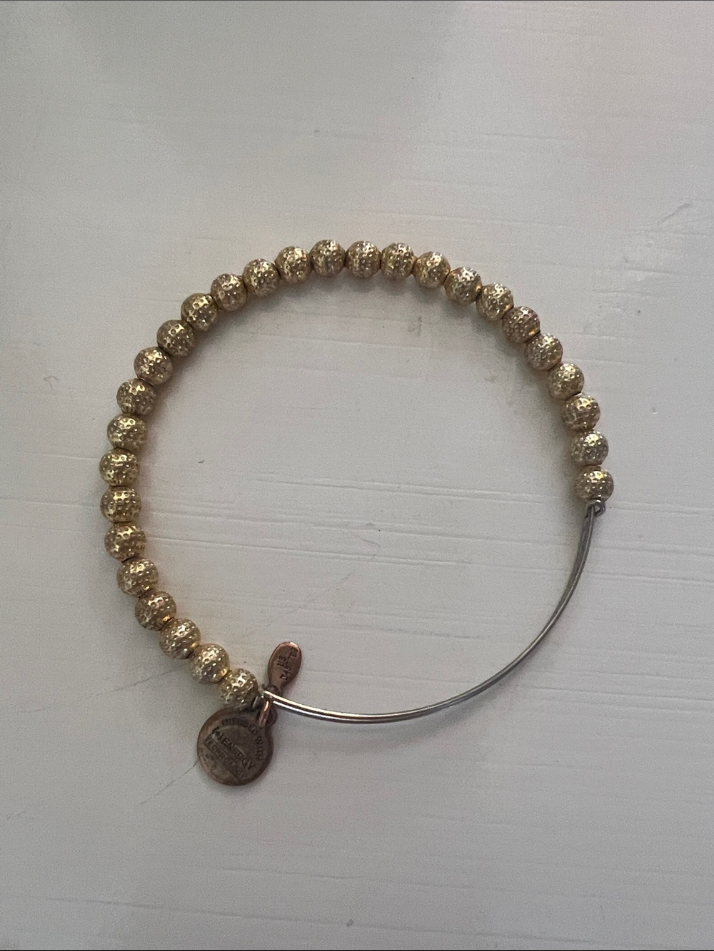 Alex and Ani Gold Beaded Expandable Charm Bracelet